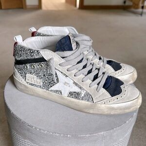 Golden Goose Midstar Navy, Burgundy and Glitter